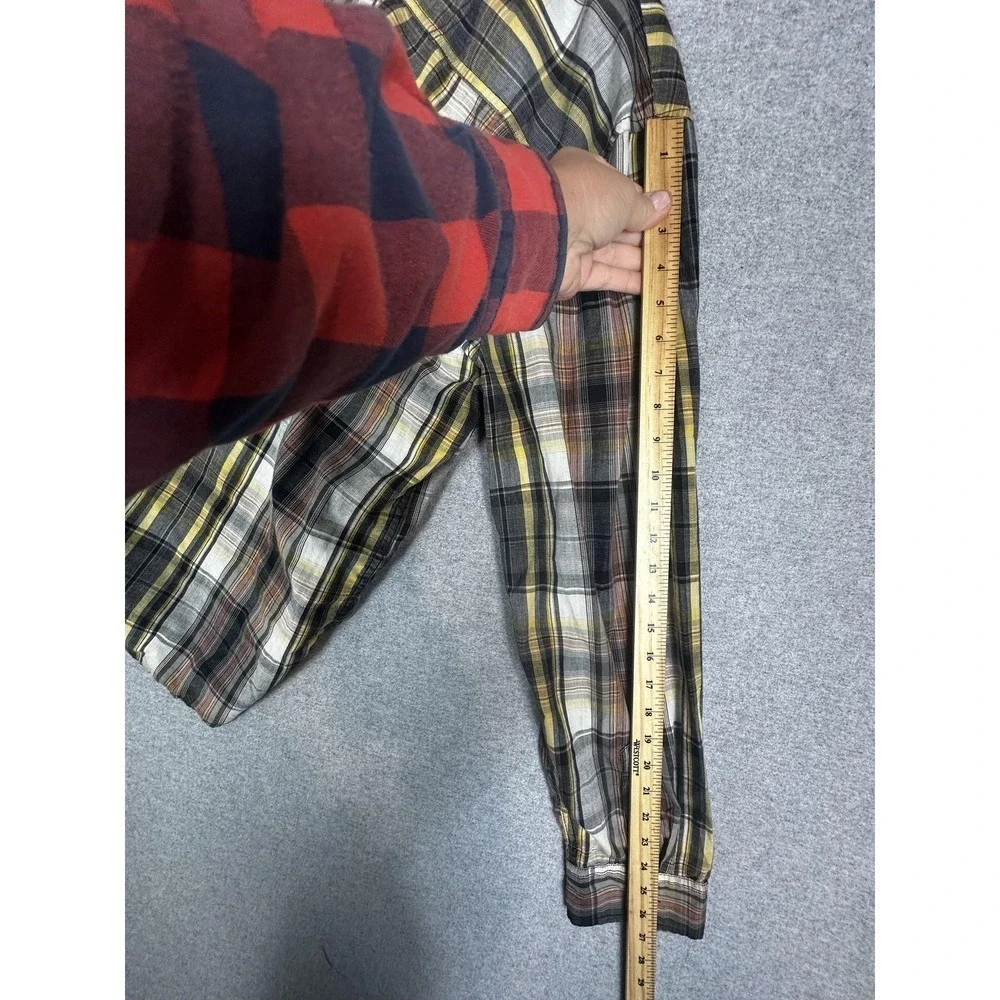 Levi's Shirt Mens XL Yellow Black Plaid Button Front Long Sleeve Western Casual‎